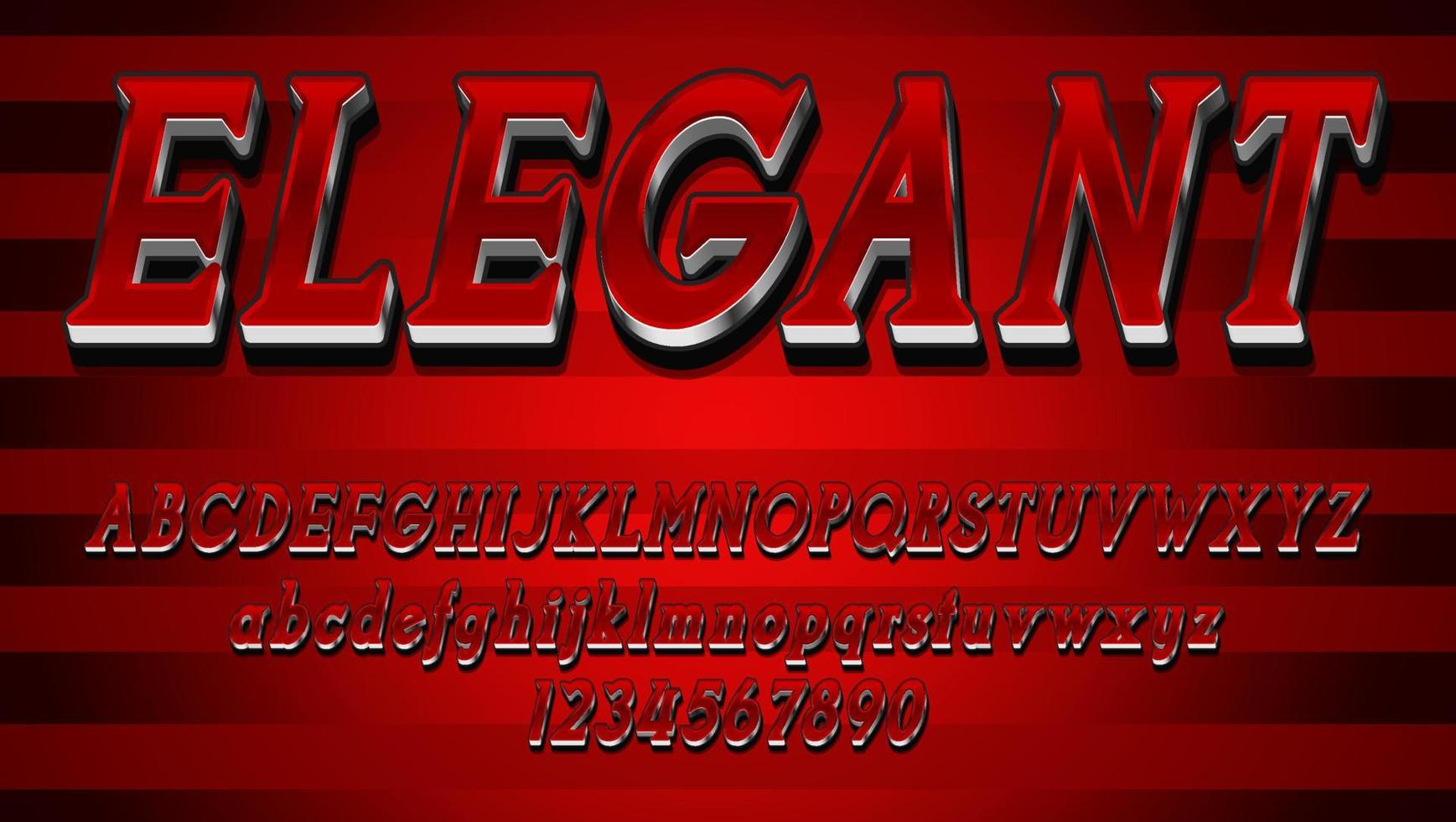 3d Metallic Red Word Elegant Editable Text Effect Design Template vector