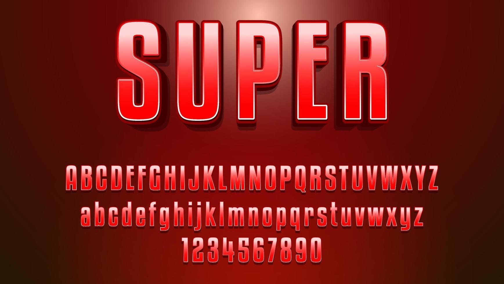 Modern Gradient Red 3d Word Super Editable Text Effect Design Template vector