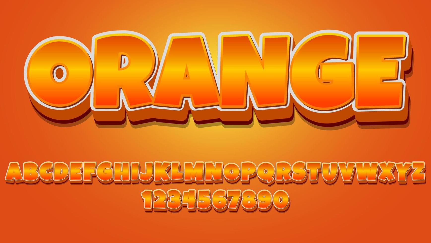 plantilla de diseño de efecto de texto totalmente editable naranja 3d moderno vector