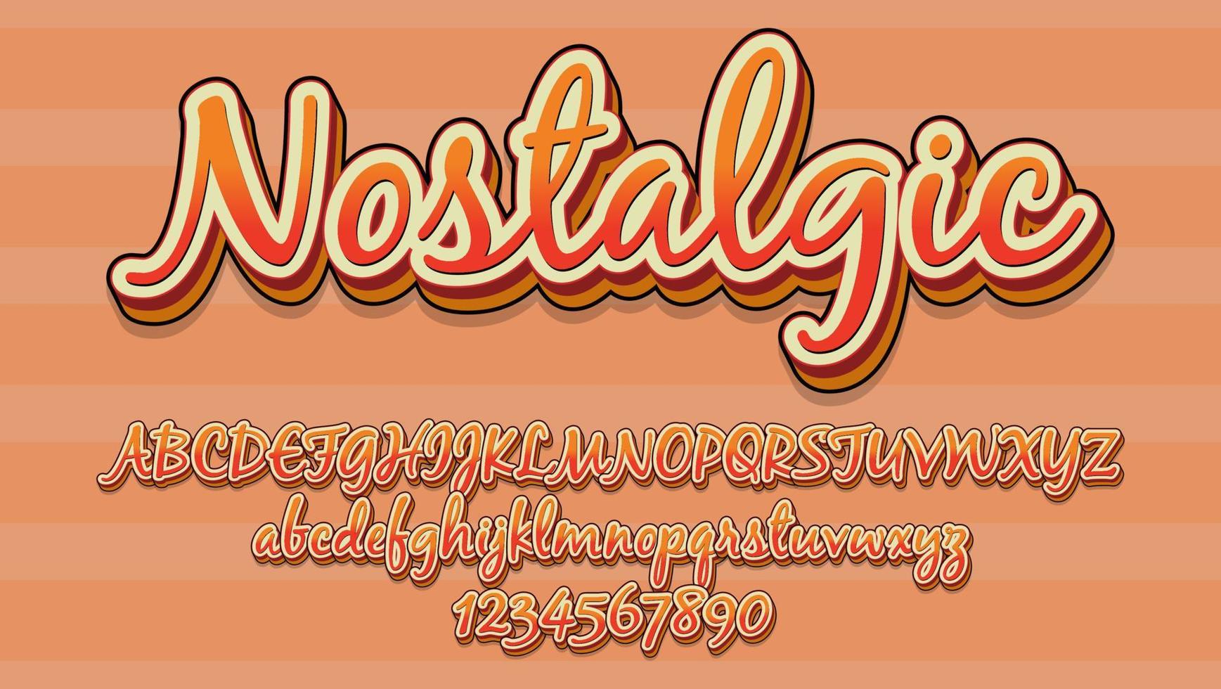 Minimal 3d Nostalgic Editable Text Effect Design Template vector