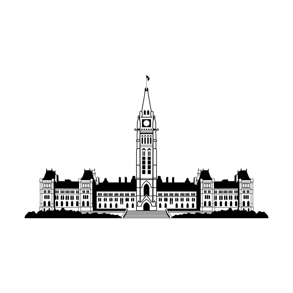 Canadian parliamentary complex silhouette vector