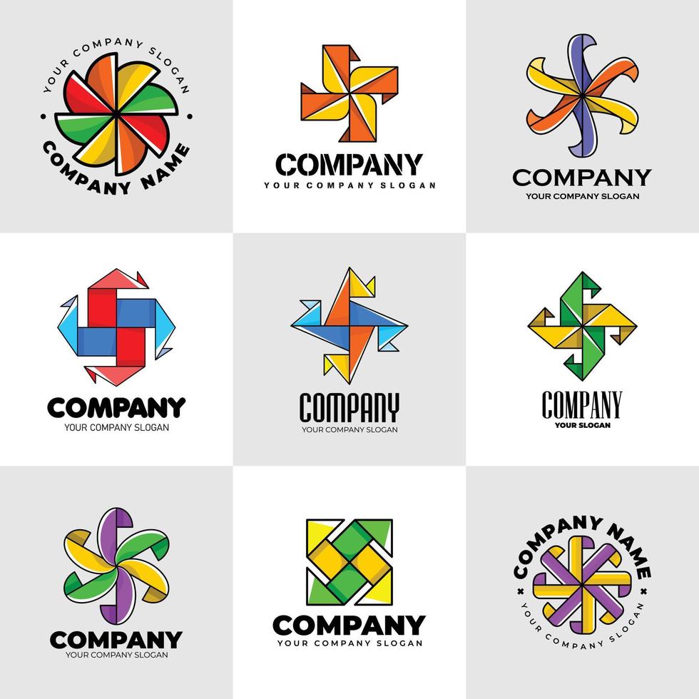 colección de logotipos modernos de molinete para su negocio vector