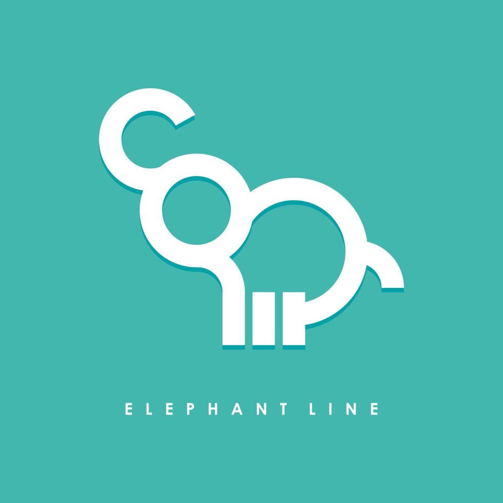 Elephant monogram line art simple logo design vector