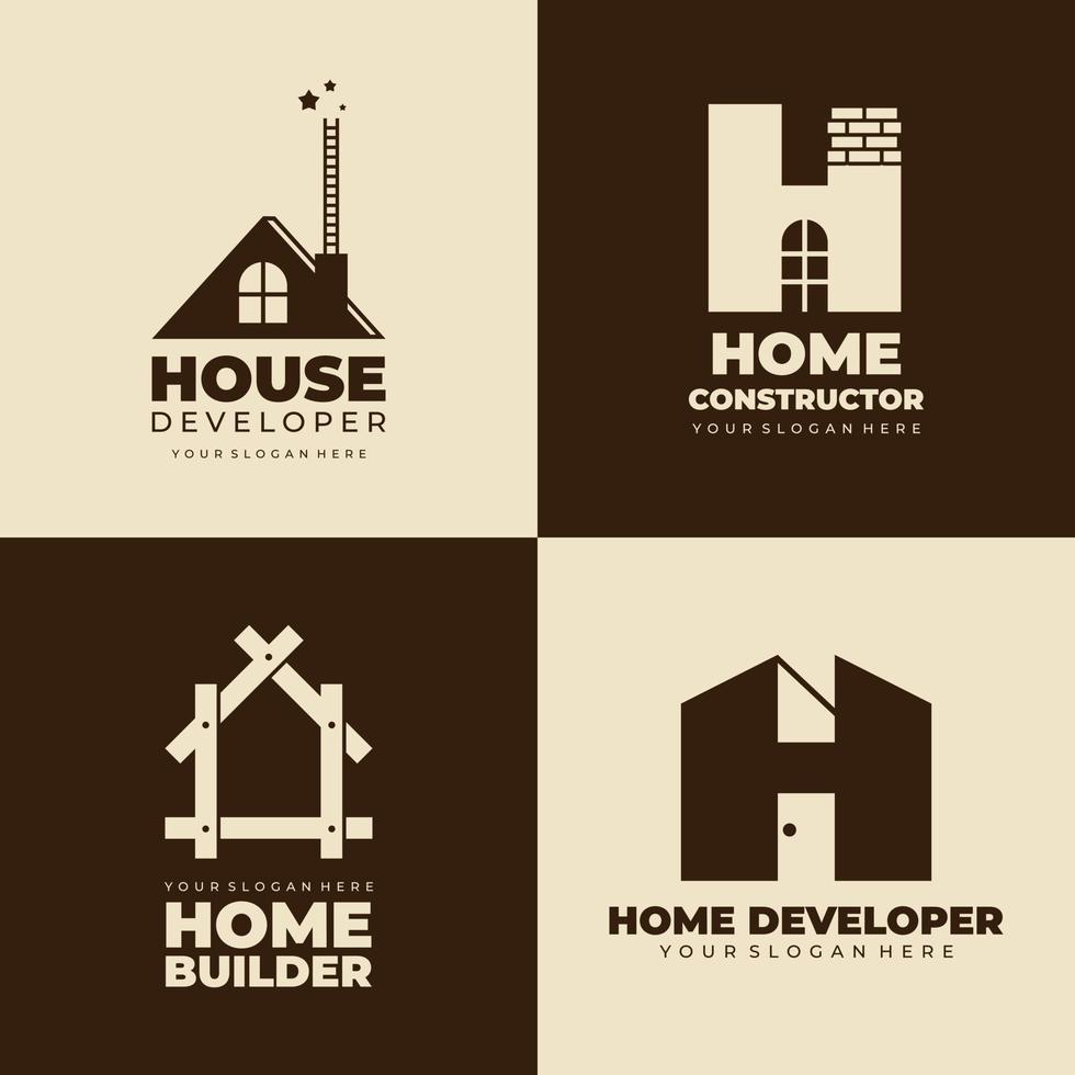 Set of abstract home building logo template Premium Vector