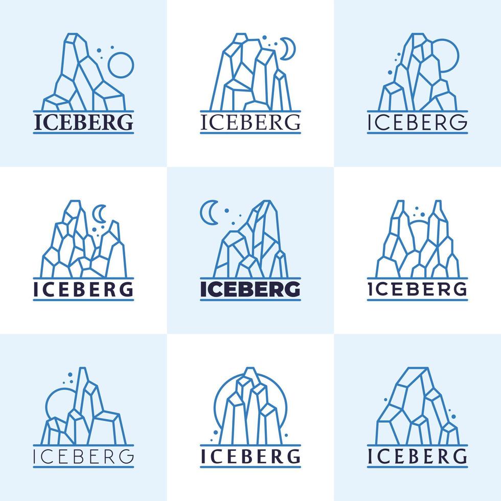 Iceberg logo collection with line ar vector
