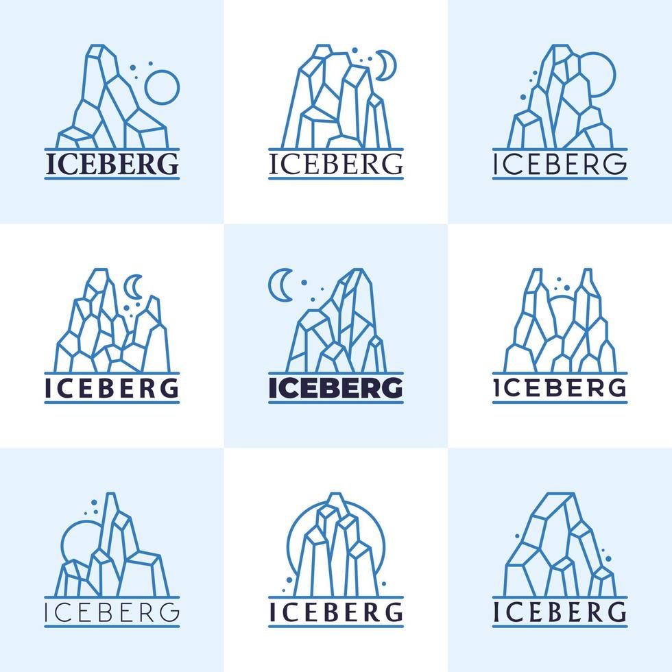 colección de logotipos iceberg con línea ar vector