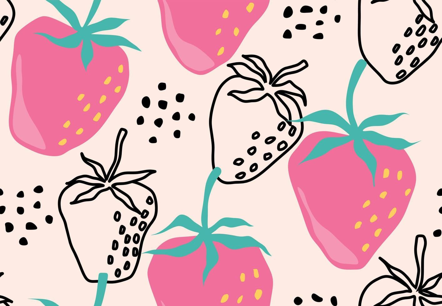 Hand drawn strawberry seamless pattern. vector