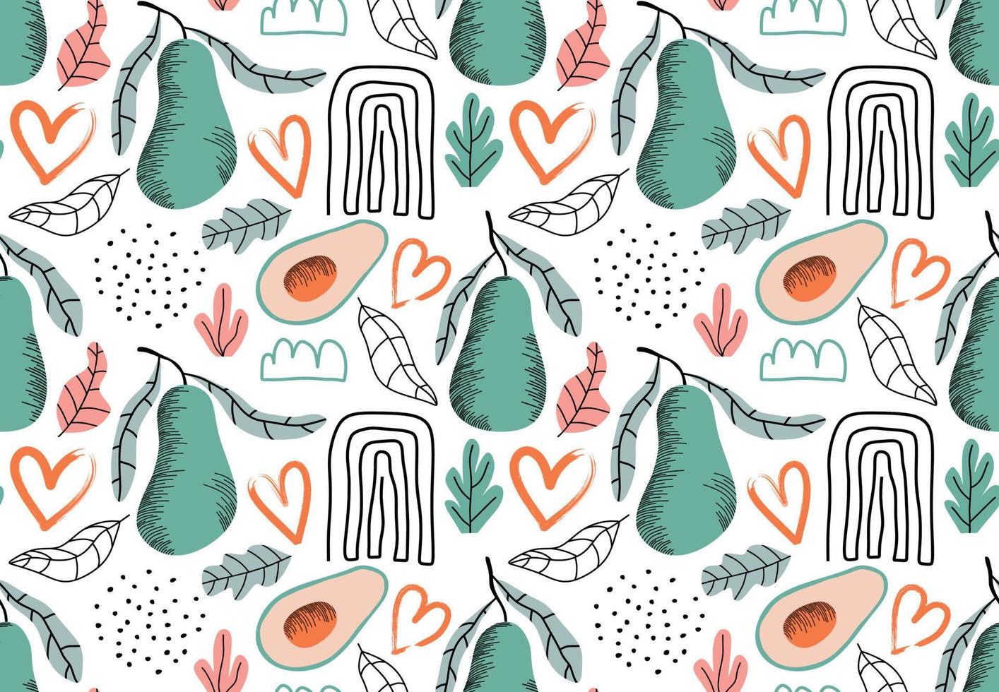 Seamless pattern with avocado. vector illustration