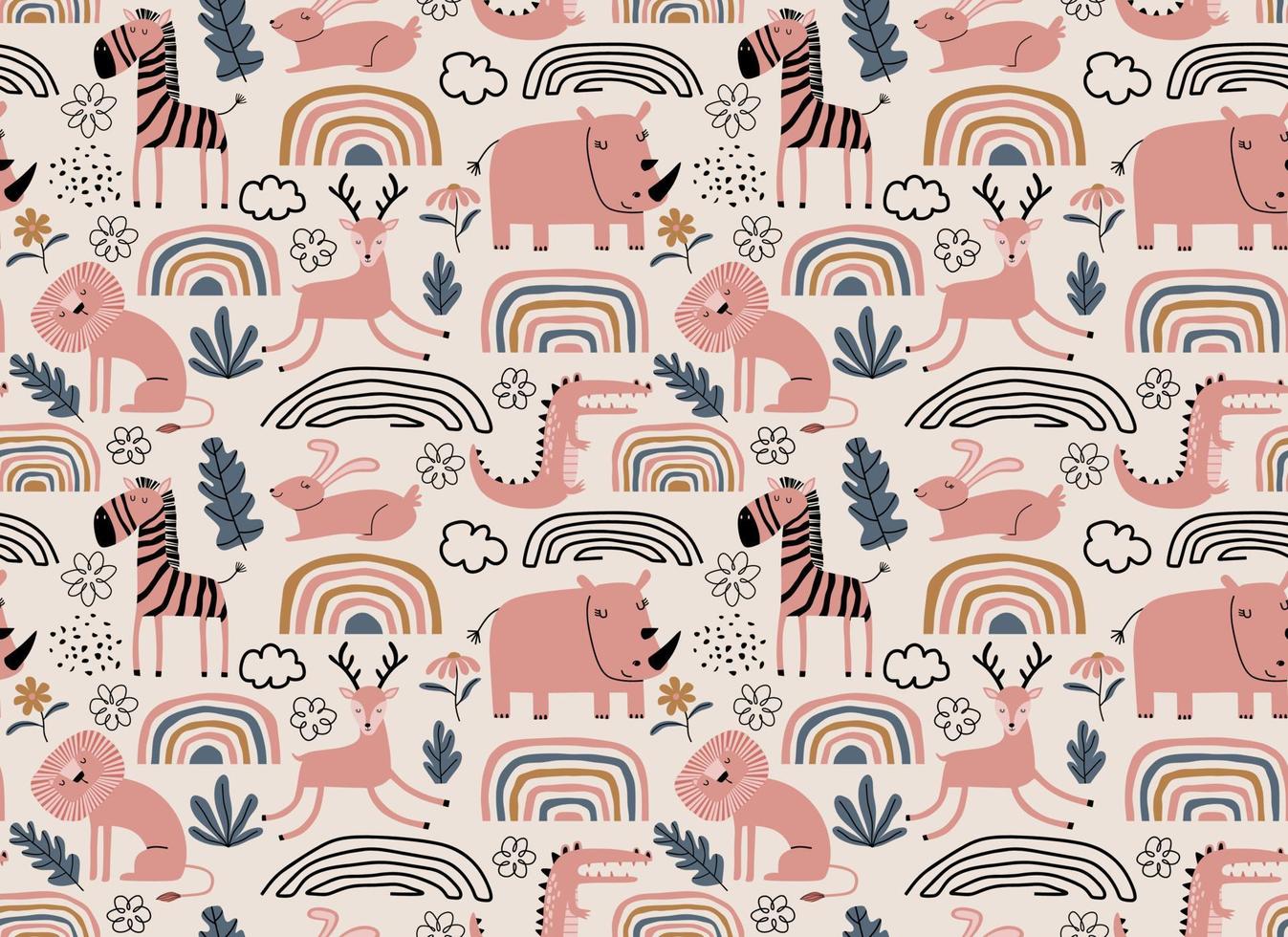 Vector seamless pattern with cute animal. 8126218 Vector Art at Vecteezy