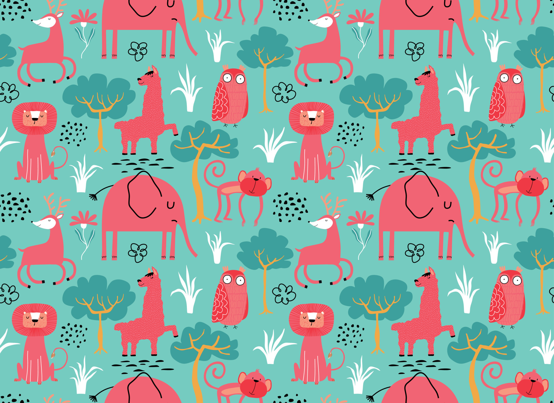 Vector seamless pattern with cute animal. 8126219 Vector Art at Vecteezy