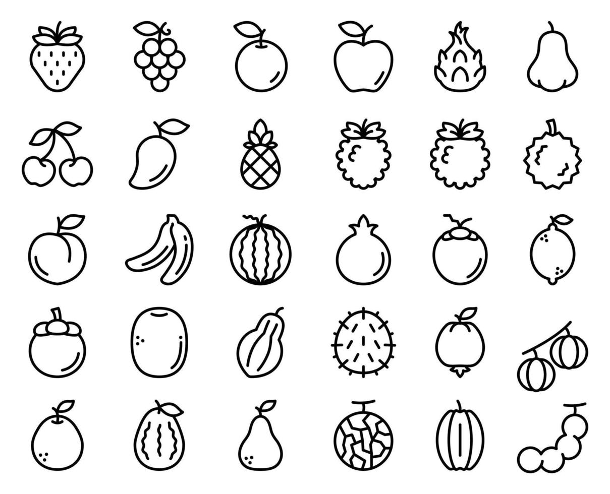 Fruit linear icon set, Vector, Illustration. vector