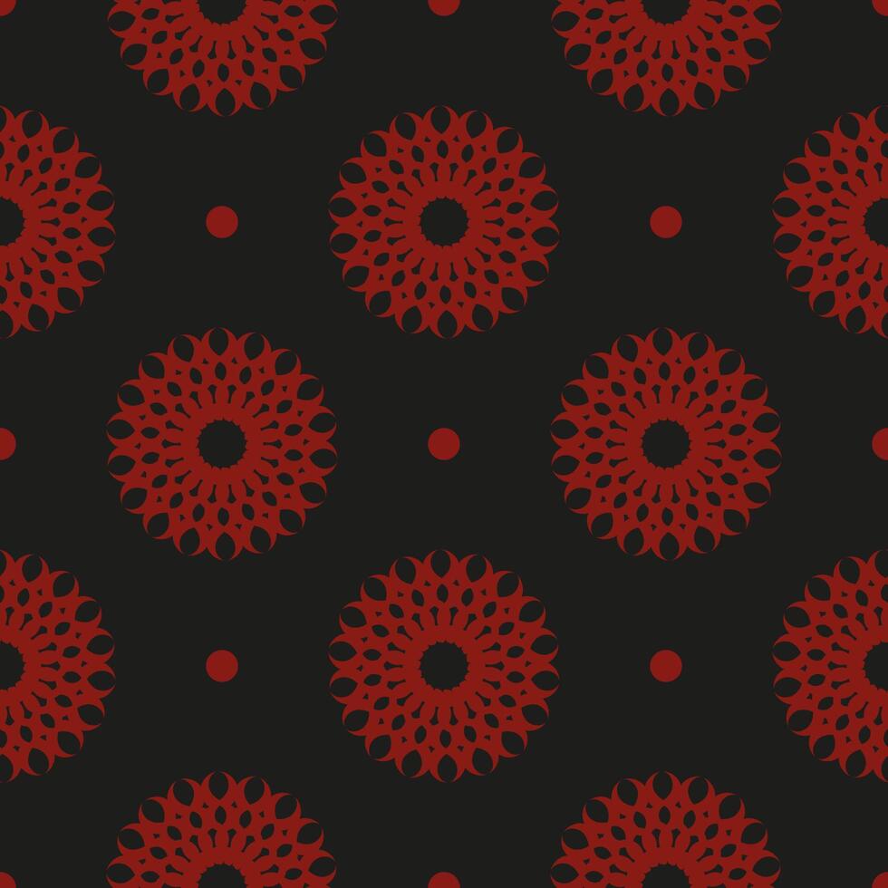 Chinese black and red abstract seamless vector background. Indian floral element. Graphic ornament for wallpaper, fabric, wrapping, packaging.
