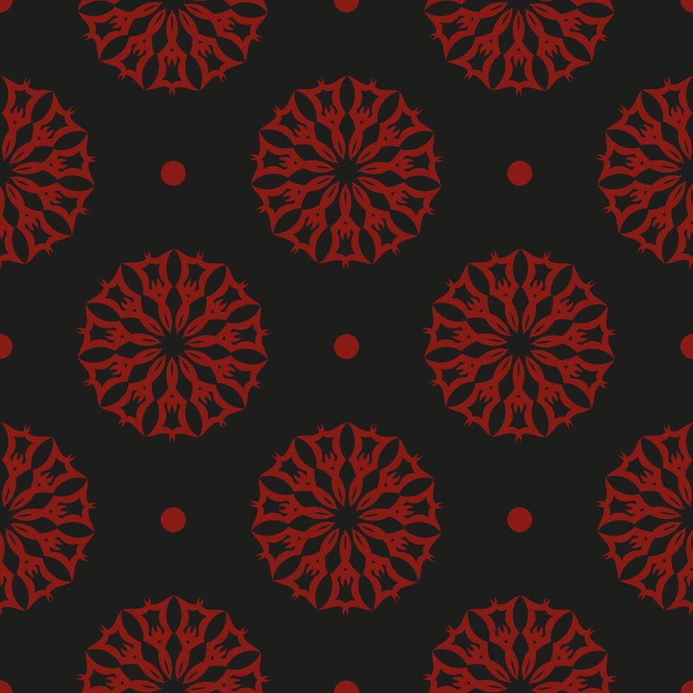 A red and black pattern with flowers vector
