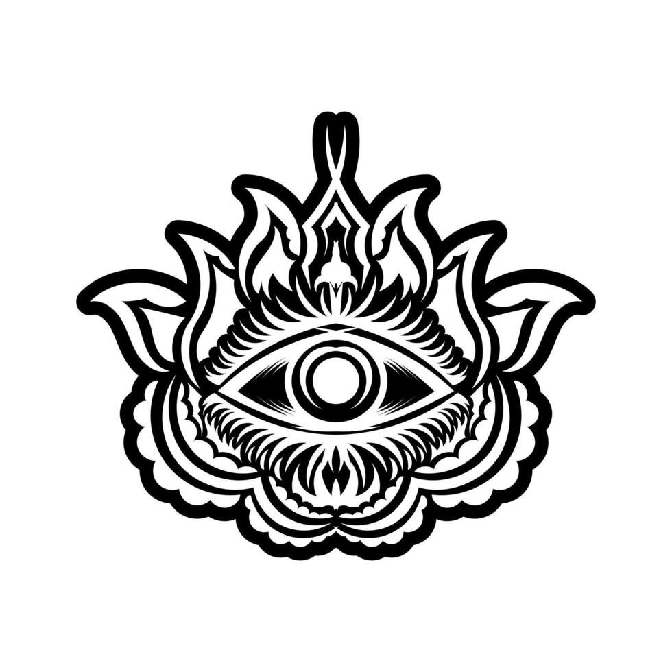 An all seeing eye in a black and white design vector