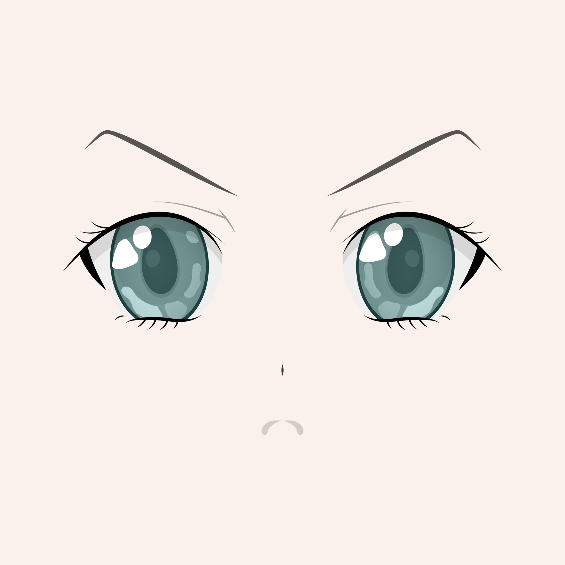 Anime Eyes Isolated White Background Illustration Design Style