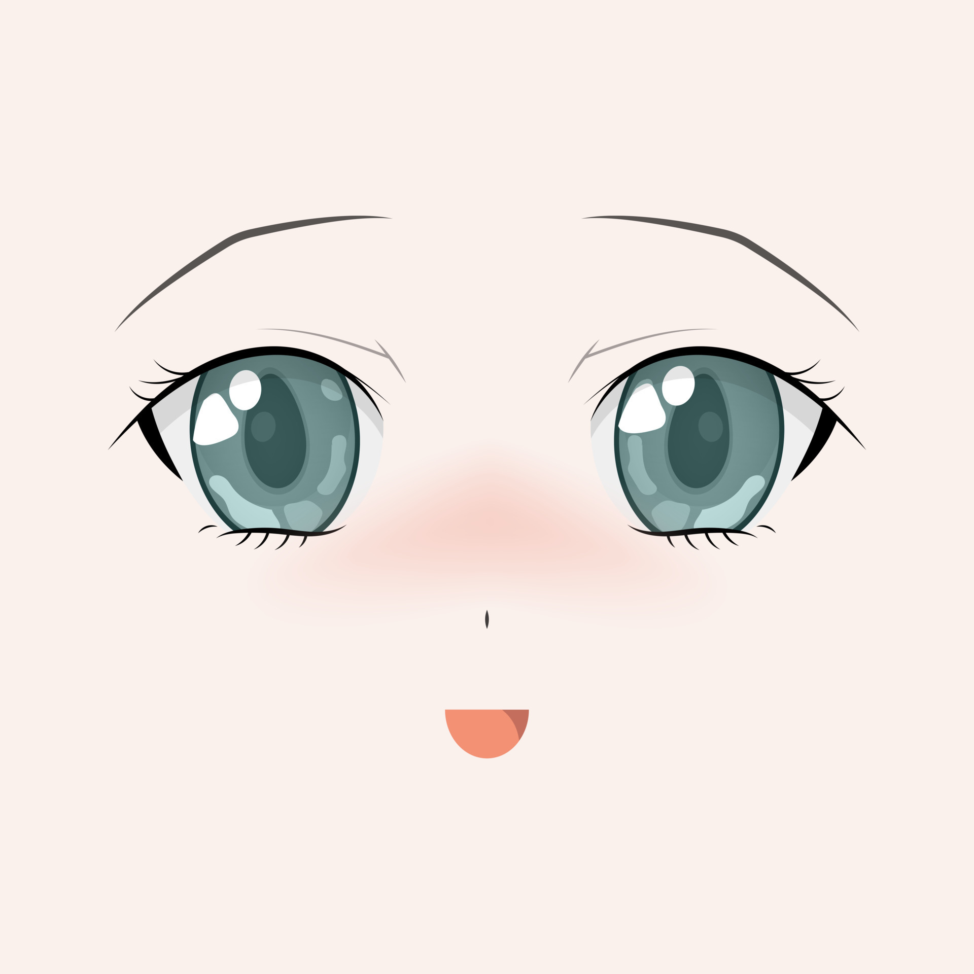 Scared Anime Face. Manga Style Funny Eyes, Little Nose and Kawaii Mouth  Stock Vector - Illustration of japanese, drawn: 176475543