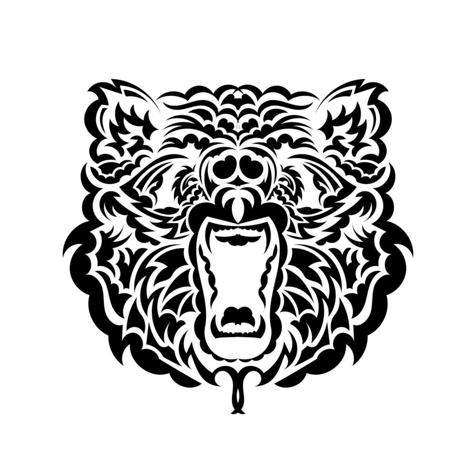 Bear head coloring book illustration. Antistress coloring for adults. black and white lines. Print for t-shirts and coloring books. vector