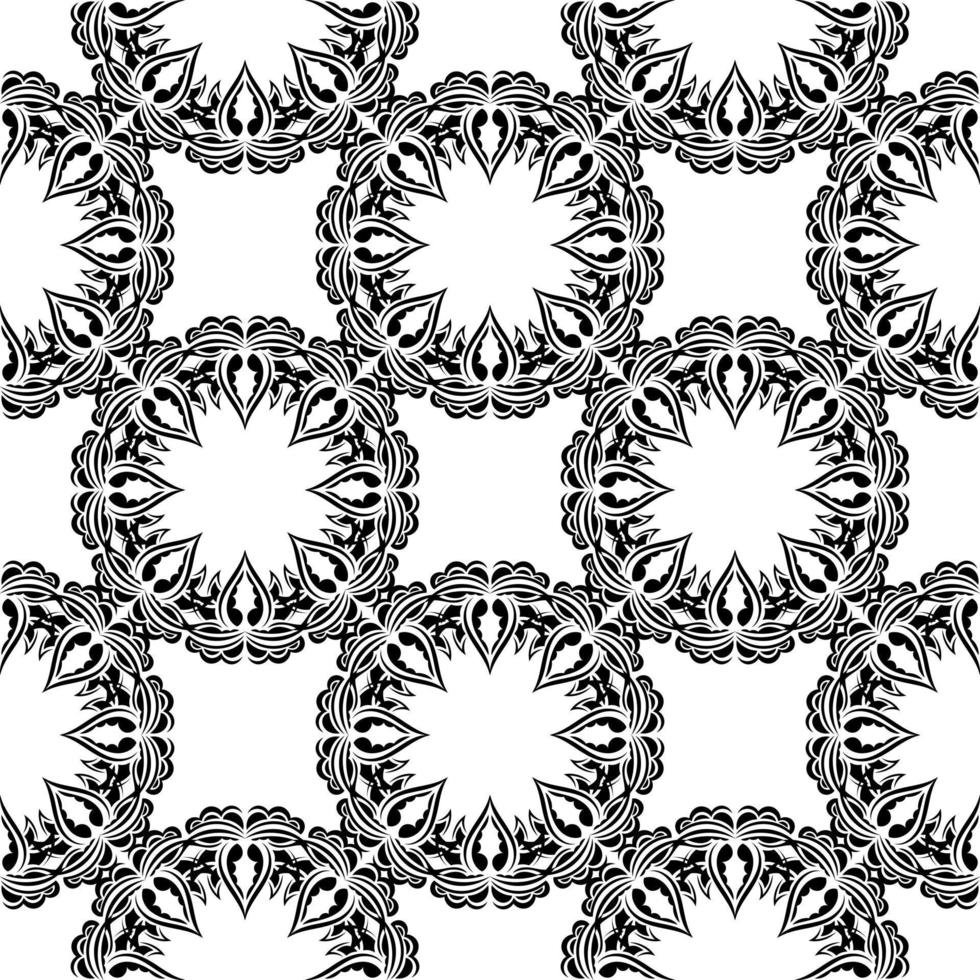 patrón transparente en blanco y negro con adornos decorativos de lujo, vintage. bueno para prendas de vestir, textiles, fondos y estampados. ilustración vectorial vector