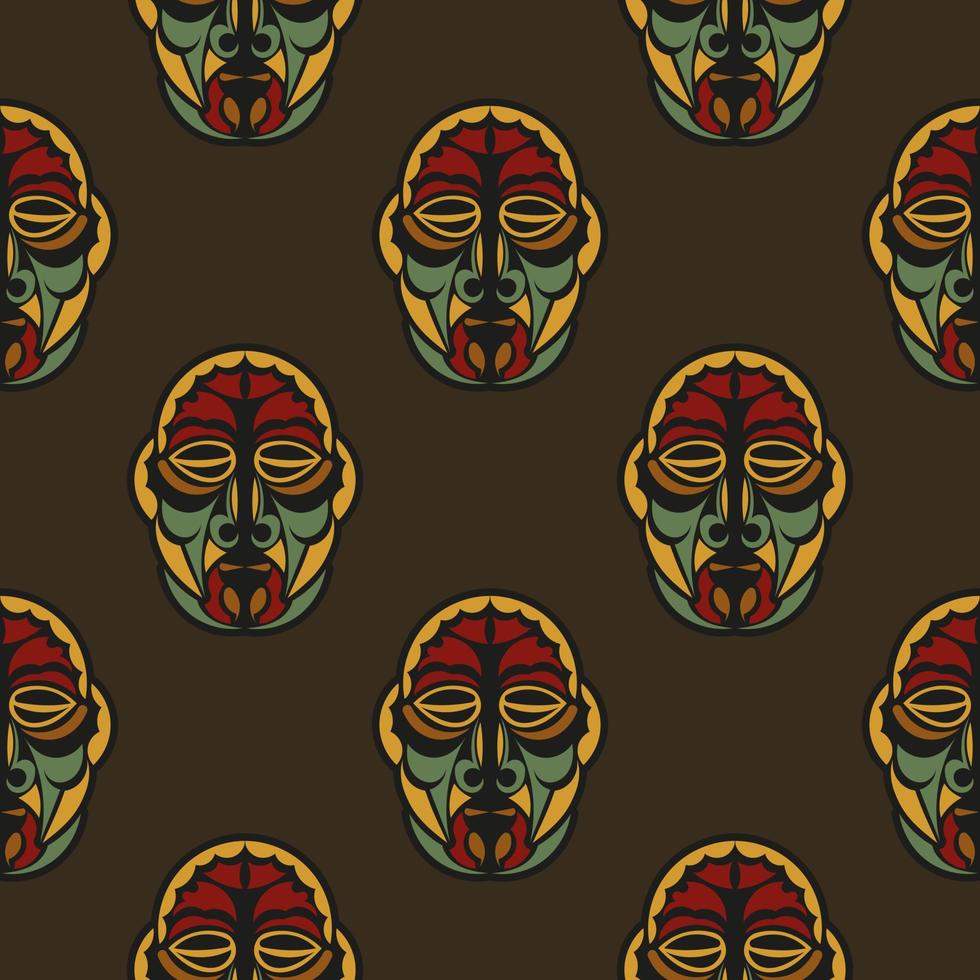 Seamless pattern with masks of the gods in the colors of the baroque style. Good for murals, textiles, and printing. Vector illustration.