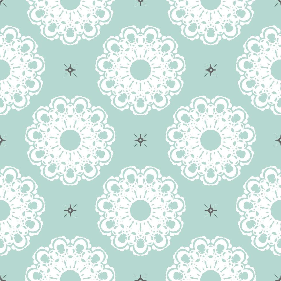 Oriental seamless vector background. Wallpaper in a baroque style pattern. Baby blue floral element. Graphic ornament for wallpaper, fabric, packaging. Oriental floral ornament.