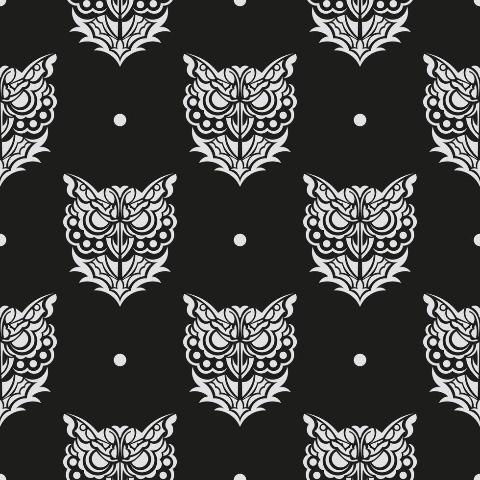 cara de búho de patrones sin fisuras en blanco y negro en estilo boho. Bueno para ropa y textiles. vector