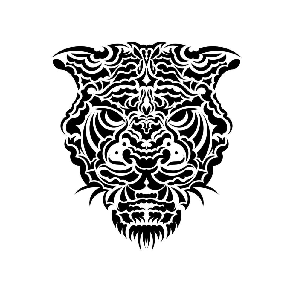 Tiger anger. Black tattoo. Vector illustration of a tiger head.