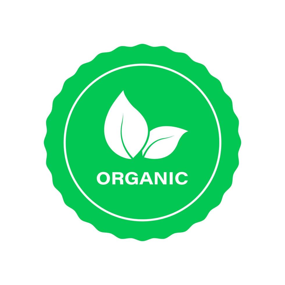 Nature Food Sticker. Organic Natural Product Green Icon. Bio Organic Product Stamp. Natural Bio Healthy Eco Food Label. Organic Ecology Vegan Food Sign. Isolated Vector Illustration.