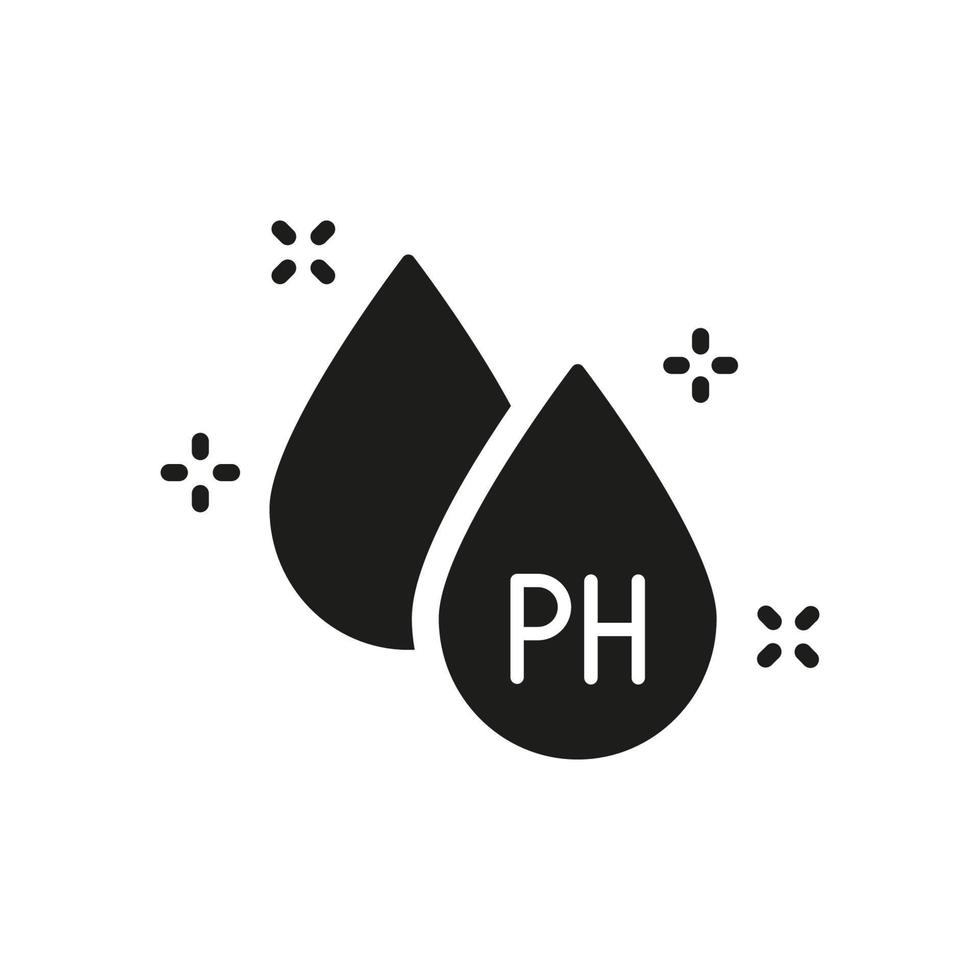 Neutral Ph Balance Silhouette Icon. Free Acidity Concept Black Pictogram. Non Ph Product for Hair, Skin or Food Icon. Isolated Vector Illustration.