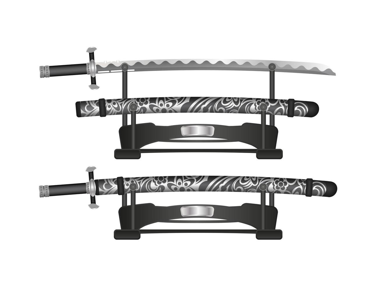espada katana samurai en estilo realista. espada japonesa. vector