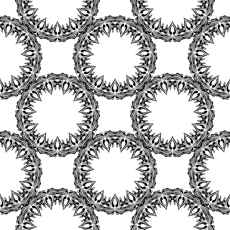 patrón transparente en blanco y negro con adornos decorativos de lujo, vintage. bueno para murales, textiles, postales e impresiones. ilustración vectorial vector