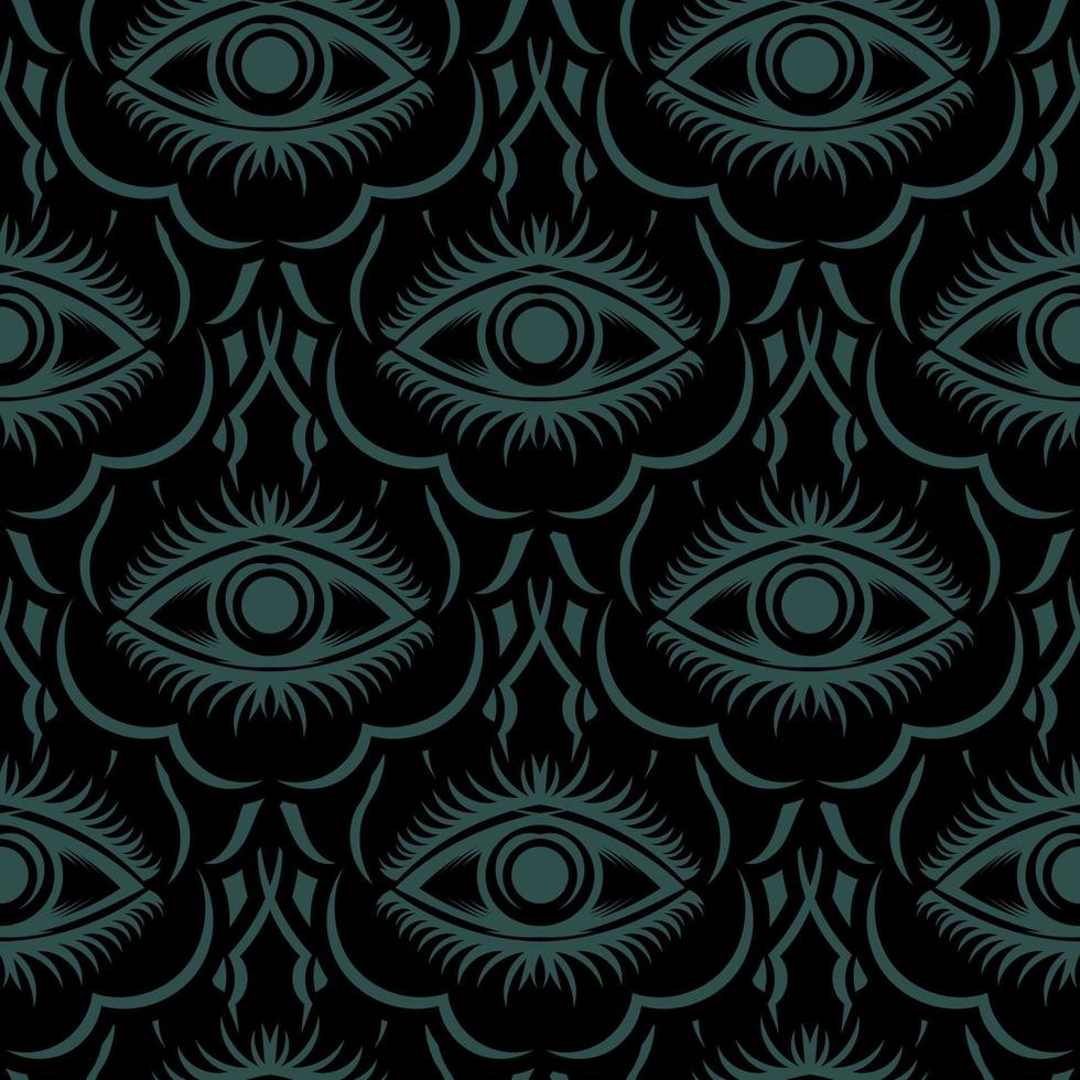 patrón transparente verde oscuro ojo que todo lo ve. bueno para prendas de vestir, textiles, fondos y estampados. ilustración vectorial vector