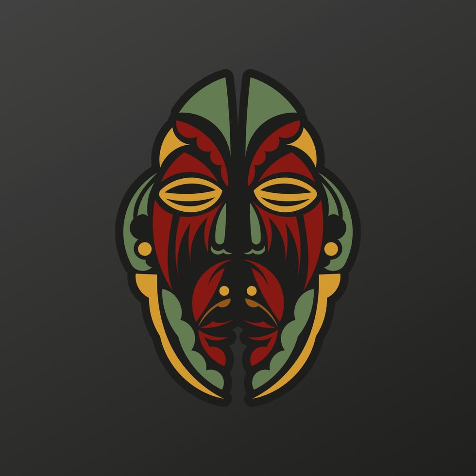 máscara polinesia en color barroco. el rostro de los dioses de las tribus antiguas. lujoso patrón con motivos de encaje. aislado. ilustración vectorial vector