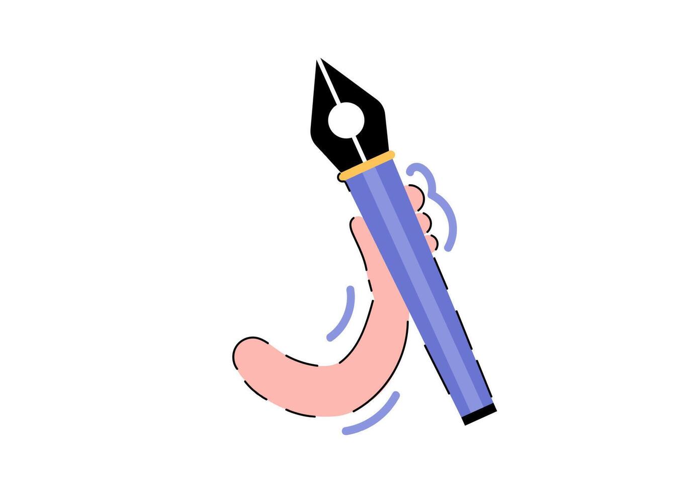 Hands holding an ink pen. Designer concept concept. Element for presentations, applications and sites. Trendy flat illustration. vector