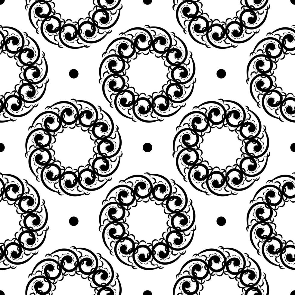 Wallpaper in a baroque style pattern. Black and white floral element. Graphic ornament for wallpaper, fabric, wrapping, packaging. Oriental floral ornament. Simple style, vector illustration.