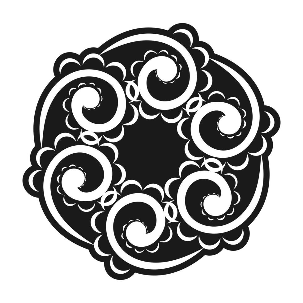 A black and white design with swirls vector