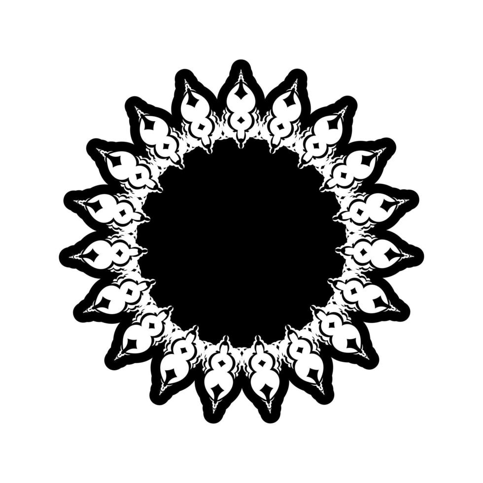 mándala india. logotipo en blanco y negro. elementos de diseño de tejido. vector de logotipos de yoga.