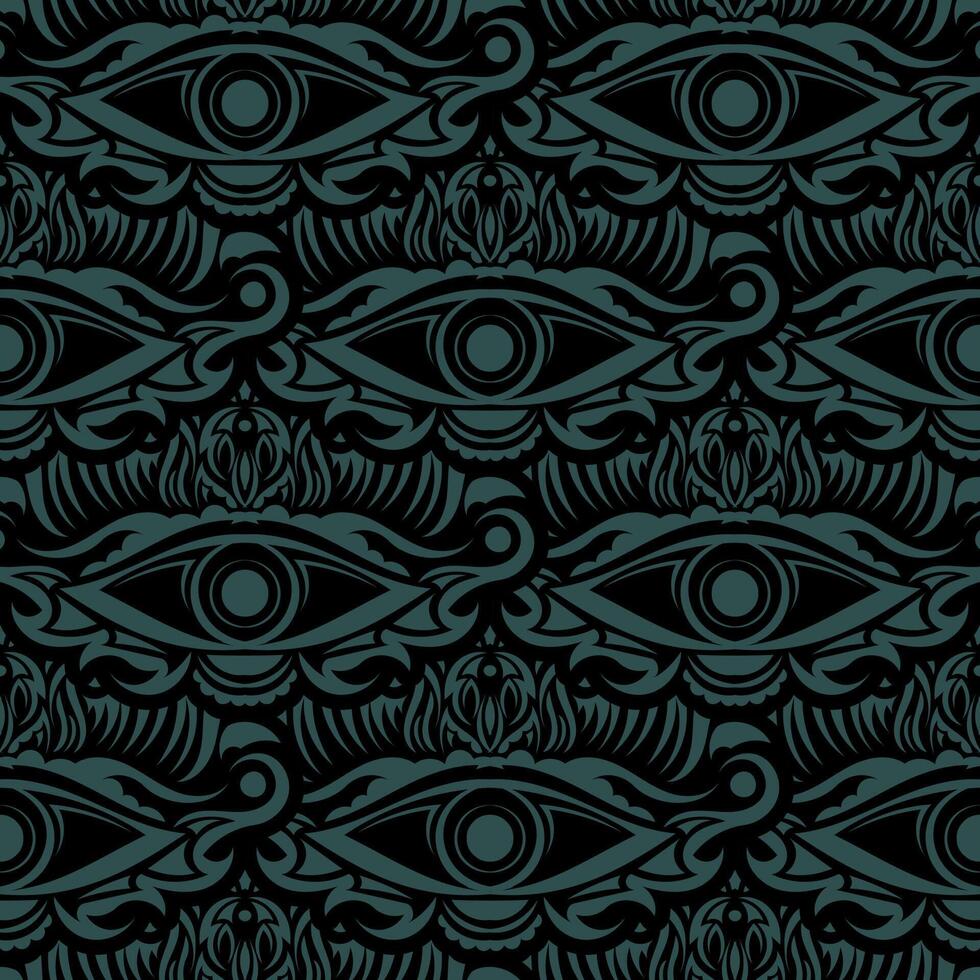 Dark green seamless pattern All seeing eye. Good for clothing, textiles, backgrounds and prints. Vector illustration.