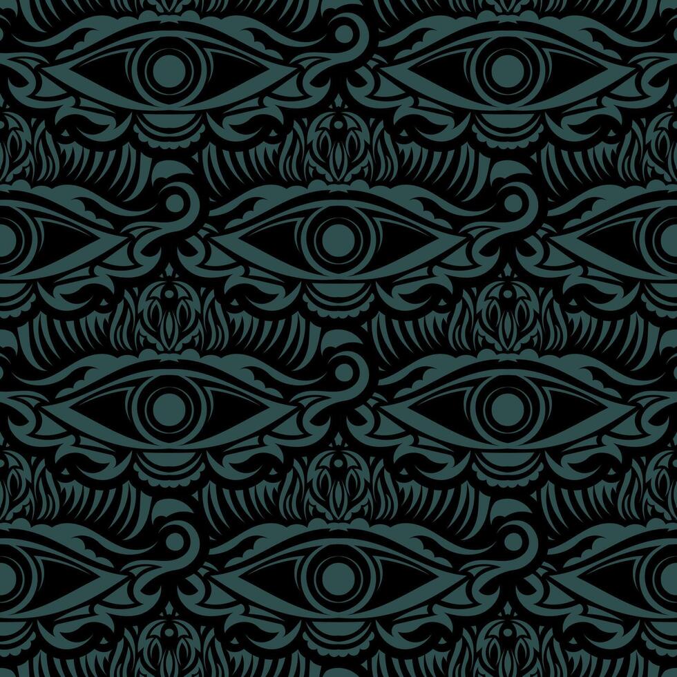 Dark green seamless pattern All seeing eye. Good for clothing, textiles, backgrounds and prints. Vector illustration.