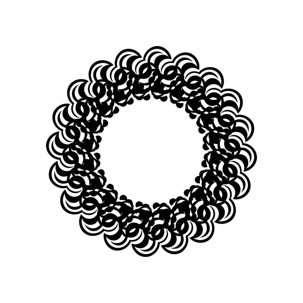 A black and white drawing of a circular wreath vector