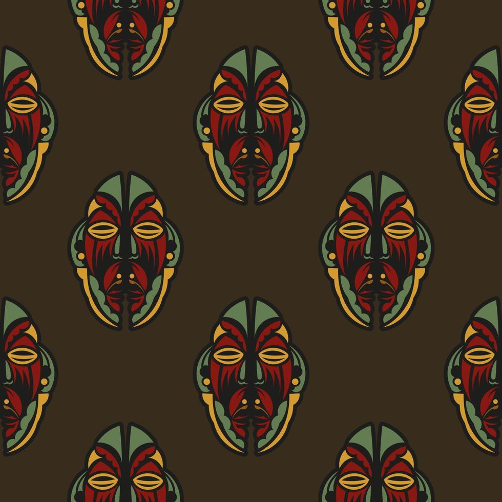 Seamless pattern with masks of the gods in the colors of the baroque style. Good for clothing, textiles, backgrounds and prints. Vector illustration.