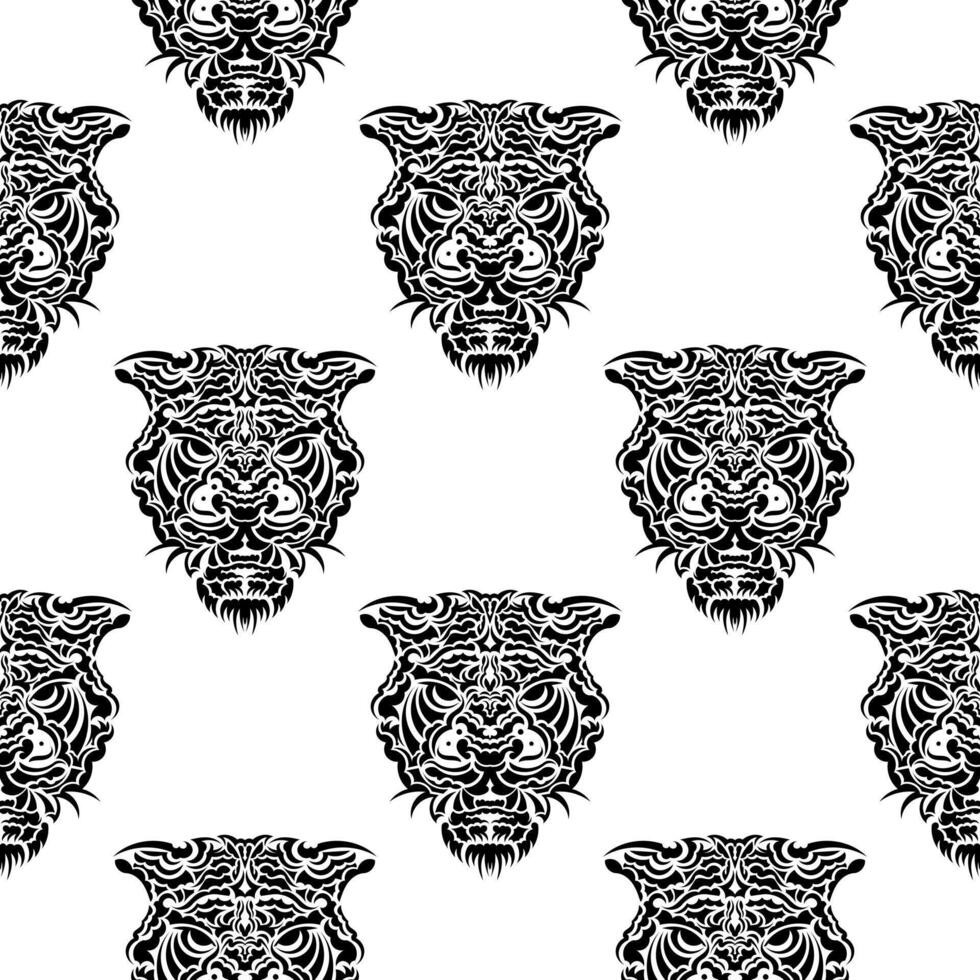 Seamless pattern of tribal tiger head vector