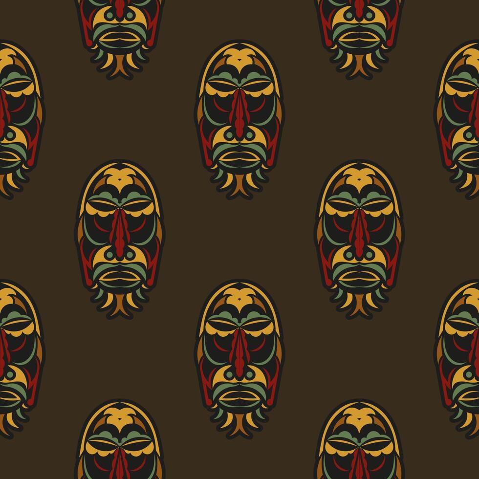Seamless pattern with masks of the gods in the colors of the baroque style. Good for backgrounds, prints, apparel and textiles. Vector illustration.