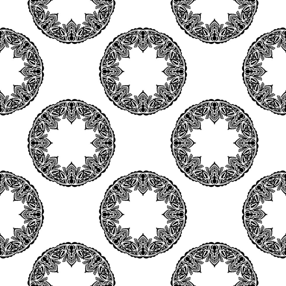 Black and white seamless pattern with luxury, vintage, decorative ornaments. Good for murals, textiles, and printing. Vector illustration.