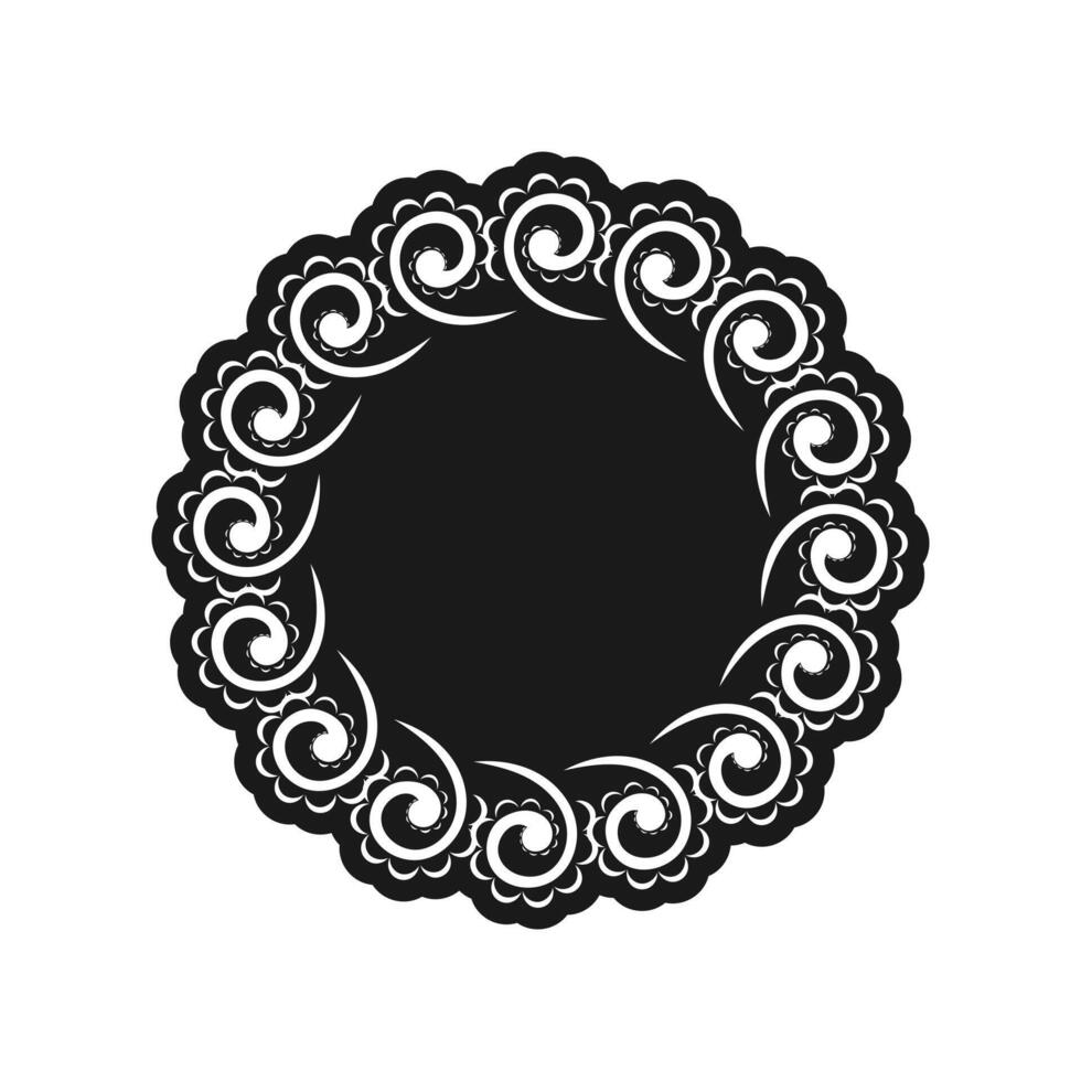 A black and white doily with swirls vector