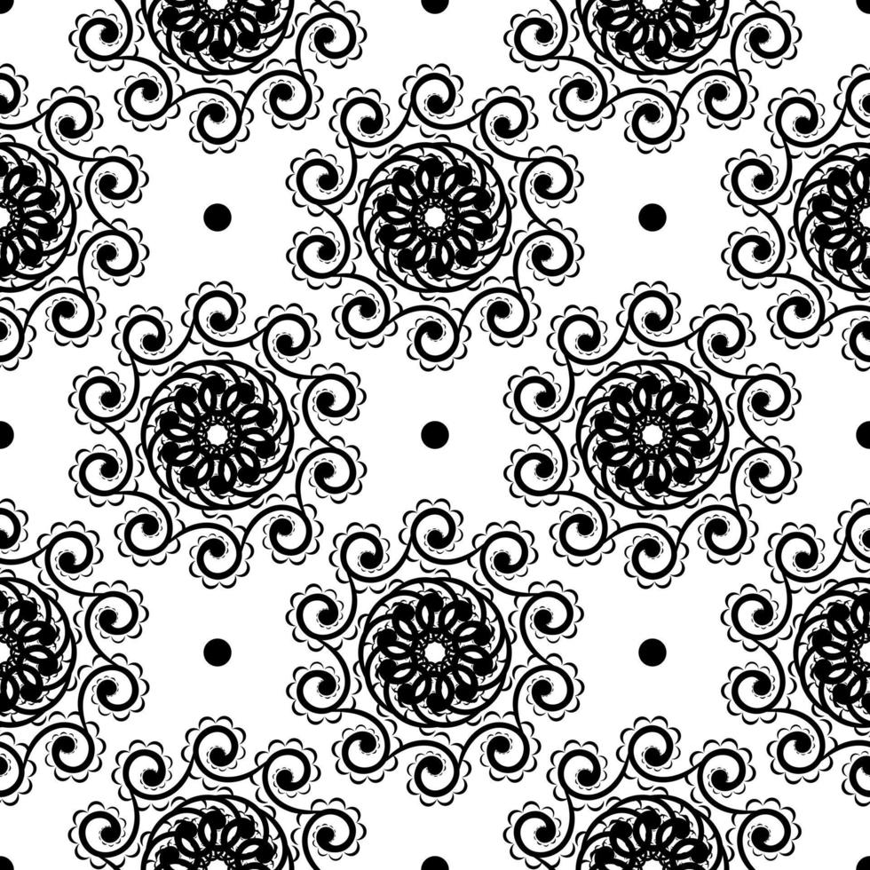 Oriental seamless vector background. Wallpaper in a baroque style pattern. Black and white floral element. Graphic ornament for wallpaper, fabric, packaging, wrapping. Oriental floral ornament.