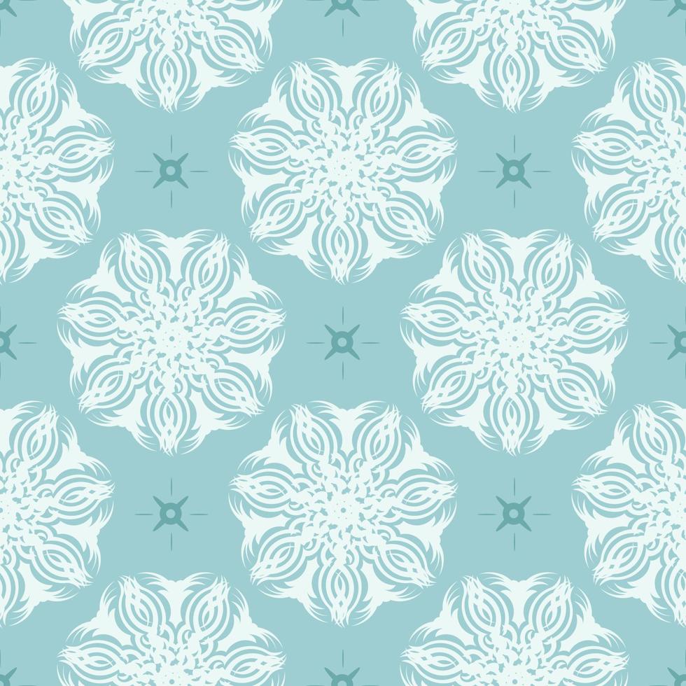 Oriental seamless vector background. Wallpaper in a baroque style pattern. Baby blue floral element.