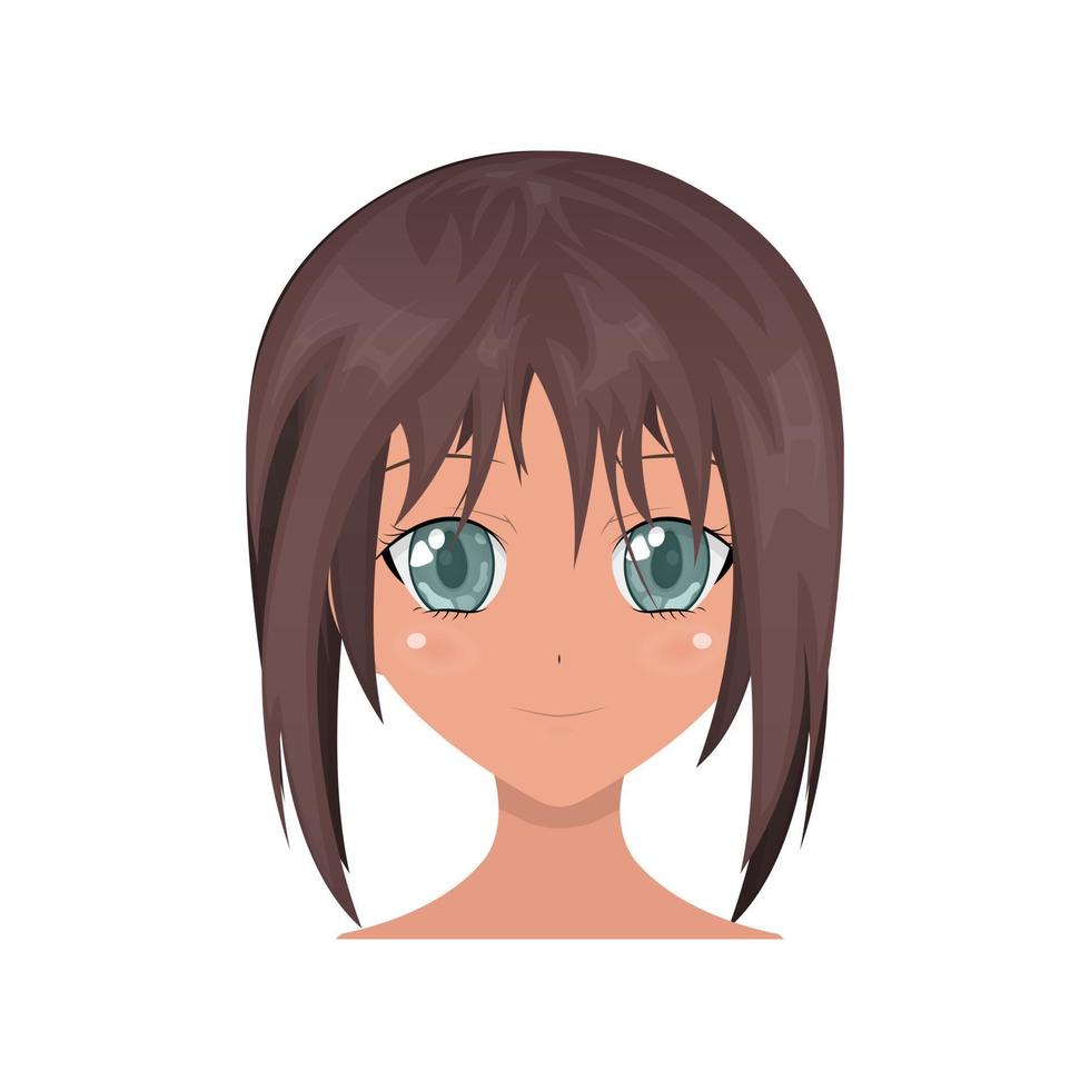 Vector anime characters. Anime girl in japanese. Anime style, drawn vector illustration.