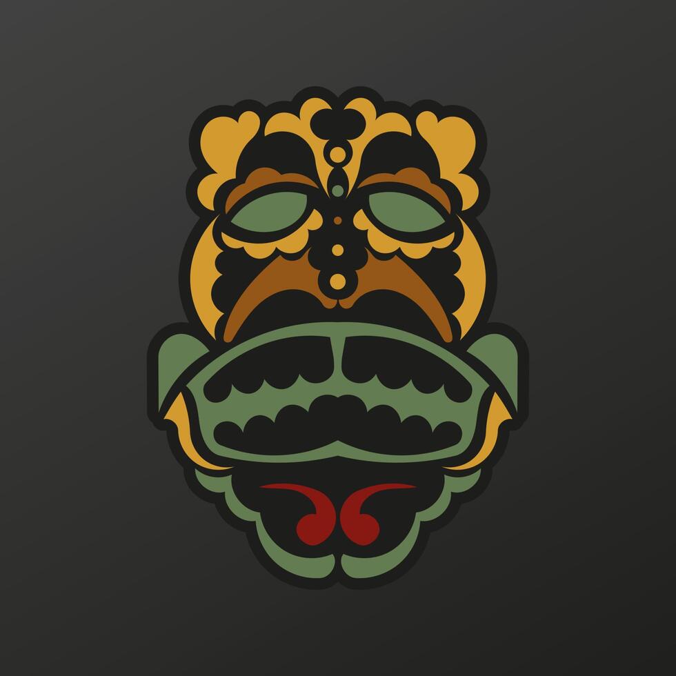 A colorful tiki mask on a black background vector