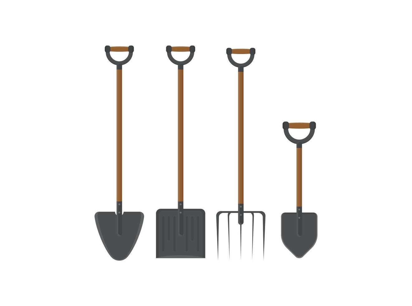Short Handle Shovel and Spade is a three color illustration. Wooden handle and fiberglass handle included. vector