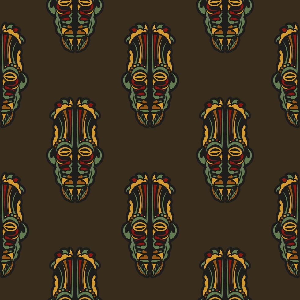 Seamless pattern with masks of the gods in the colors of the baroque style. Good for covers, fabrics, postcards and printing. Vector illustration.